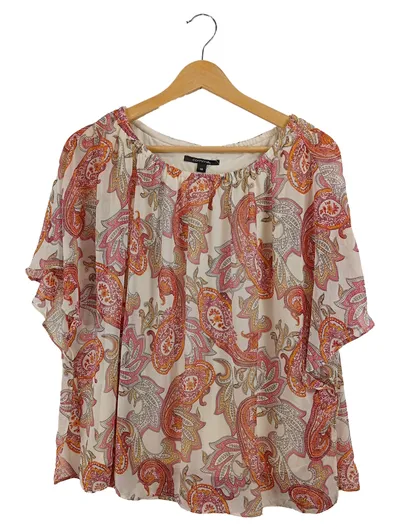 Comma Damen Bluse Gr. 36 S Mehrfarbig Paisley Kurzarm Bohemian