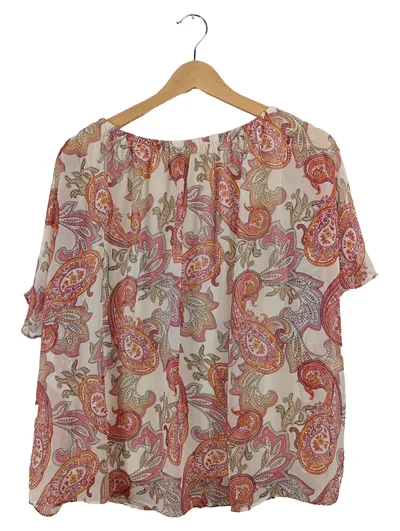 Comma Damen Bluse Gr. 36 S Mehrfarbig Paisley Kurzarm Bohemian