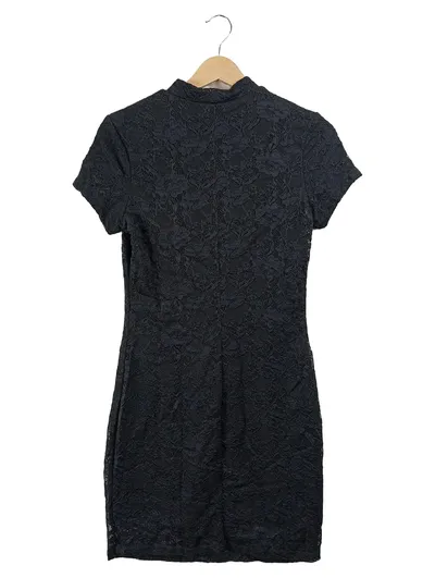 Monki Damen Spitzenkleid Schwarz Kurzarm Midikleid Gr. 36 S Elegant