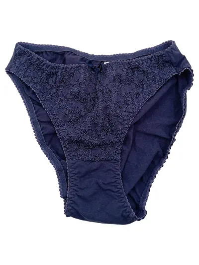 After Eden Damen Slip Spitze Dunkelblau Gr. S Baumwolle Elasthan