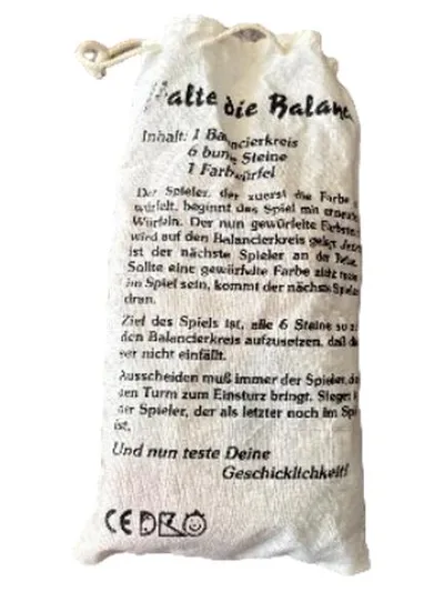 Balance Geschicklichkeitsspiel Stapelspiel Holz 8-teilig im Baumwollbeutel