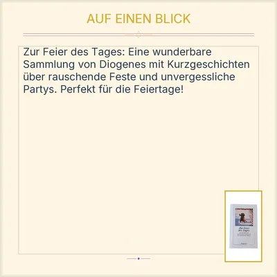 Zur Feier des Tages Diogenes Kurzgeschichten Feste Partys Buch