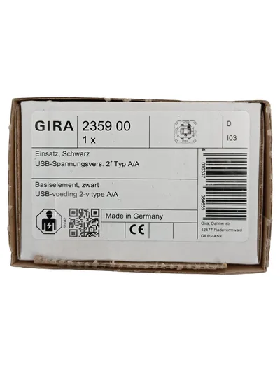 Gira 2359 00 USB-Spannungsversorgung Steckdosenladegerät Einsatz Schwarz