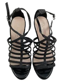 Alesya Damen Sandaletten Slingback Schwarz Gr. 35 Glitzer High Heels 2