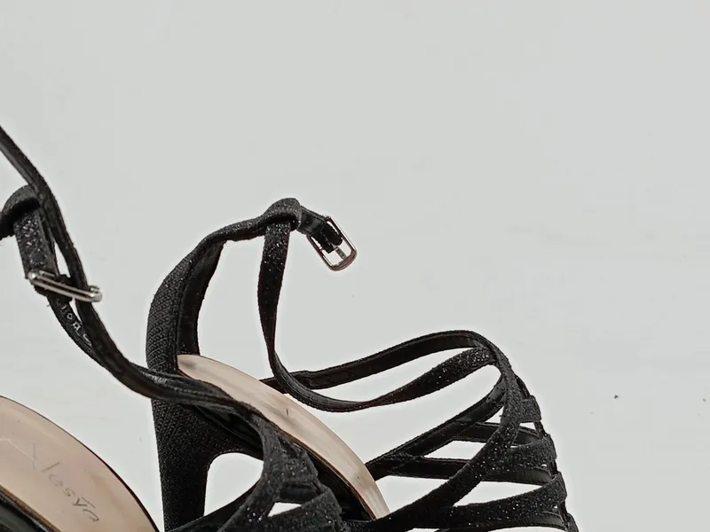 Alesya Damen Sandaletten Slingback Schwarz Gr. 35 Glitzer High Heels 4