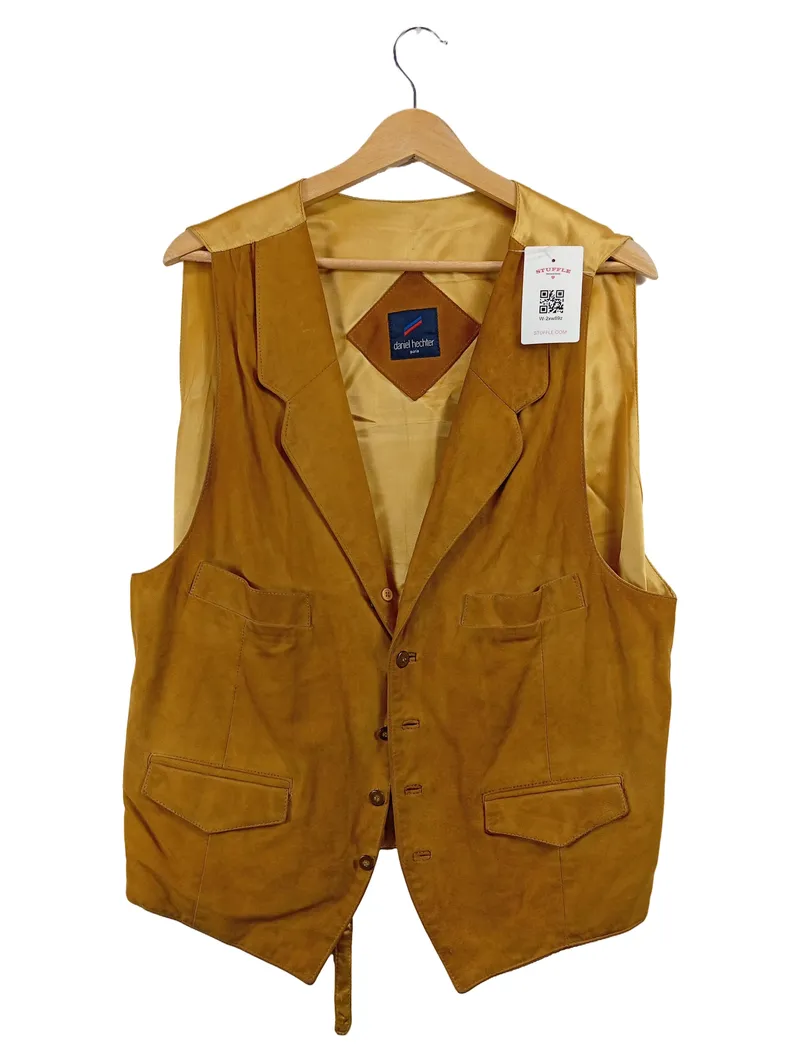 Daniel Hechter Herren Anzugweste Leder Braun Gr. 54 XXL Klassisch 1