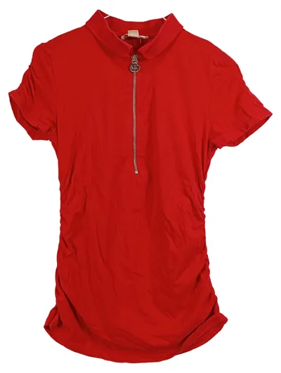 Michael Kors Damen Poloshirt Rot Gr. S Reißverschluss Elegant