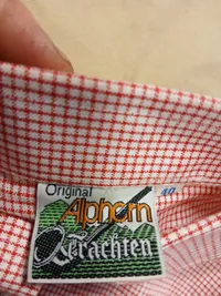 Alphorn Trachtenbluse Damen Kariert Rot Gr. 40 L Hemdbluse Baumwolle 3