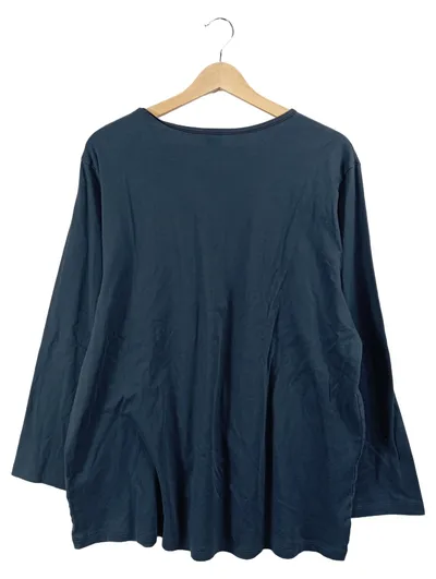 Calida Damen Langarmshirt Henley-Shirt Blau Gr. 40 L Casual Baumwolle