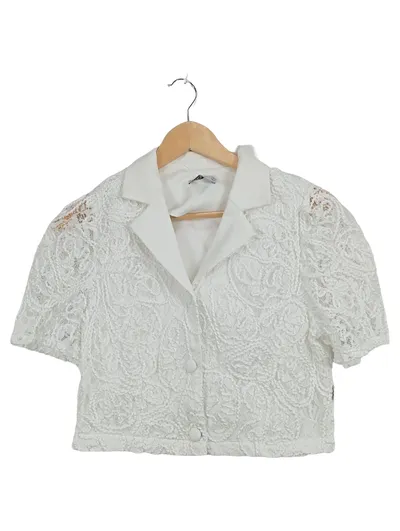 CCHAT Damen Bolero Jacke Spitze Kurzarm Weiß Gr. L Elegant