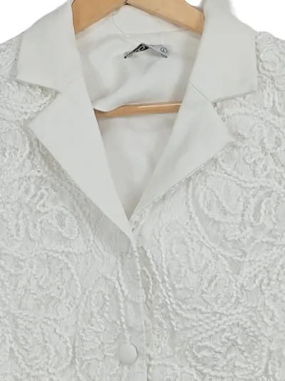 CCHAT Damen Bolero Jacke Spitze Kurzarm Weiß Gr. L Elegant
