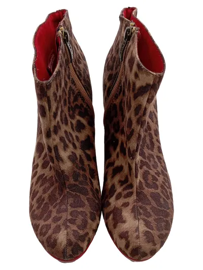 Tamaris Stiefelette Damen Gr. 40 Braun Animal-Print High Heels Reißverschluss