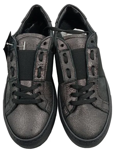 Alesya Sneaker low Damen Schwarz Gr. 36 Leder Metallic-Look Casual