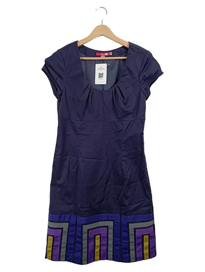 Boden Cocktailkleid Damen Blau Gr. 38 M Kurzarm Geometrisch Baumwolle Elegant