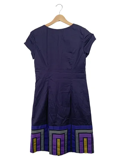 Boden Cocktailkleid Damen Blau Gr. 38 M Kurzarm Geometrisch Baumwolle Elegant