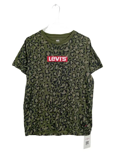 Levi's Damen T-Shirt Gr. S Leoparden Muster Oliv Grün Baumwolle