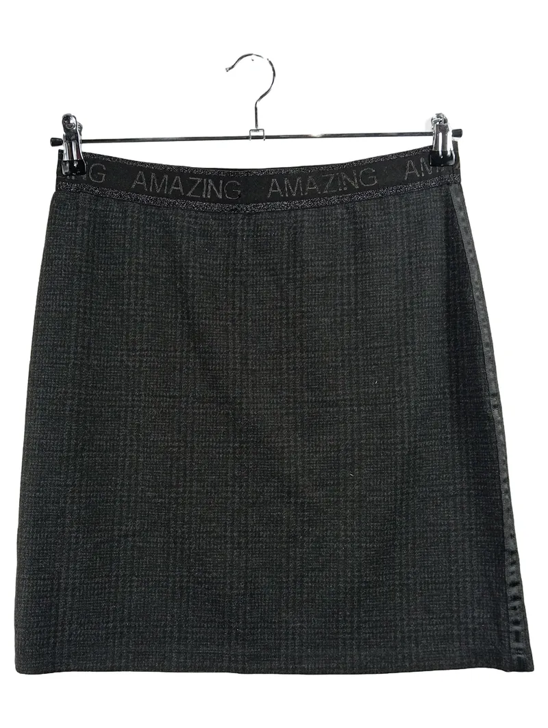 Cartoon Damen Rock Midirock Gr. 40 L Grau Kariert Amazing Bund 1