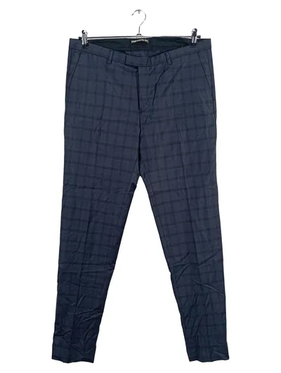 DRYKORN Herren Anzughose Gr. 52 W36 Blau Kariert Wolle Business Stoffhose