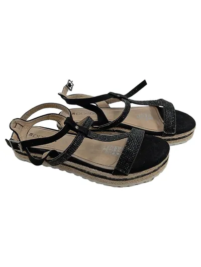 Obsel Damen Plateausandalen Sandaletten Schwarz Strass Gr. 38