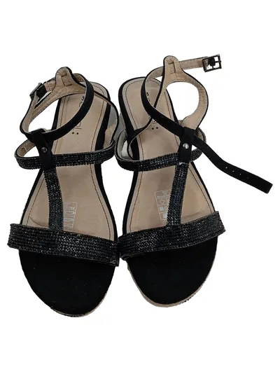 Obsel Damen Plateausandalen Sandaletten Schwarz Strass Gr. 38