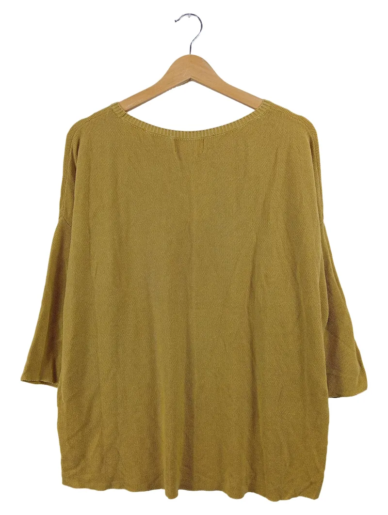 Cartoon Damen Pullover Gelb Gr. 38 M Oversized 3/4-Arm Casual 3