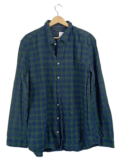 Marc O'Polo Herren Freizeithemd Kariert Grün Blau Gr. XXL Baumwolle