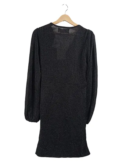 ONLY Damen Wickelkleid Cocktailkleid Gr. 38 M Schwarz Glitzer Langarm Festlich