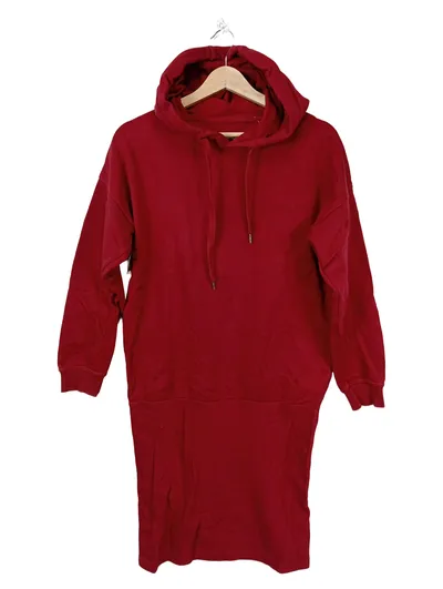 DEF Damen Kapuzenpullover Long Hoodie Kleid Rot Gr. 36 S Casual Baumwolle