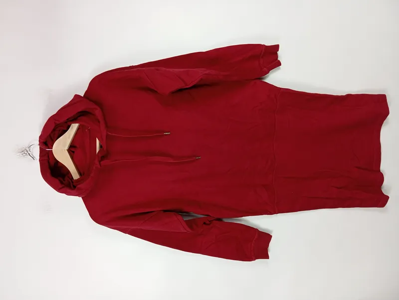 DEF Damen Kapuzenpullover Long Hoodie Kleid Rot Gr. 36 S Casual Baumwolle 3