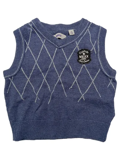 MEXX Baby Pullunder Argyle Muster Gr. 68 Blau Baumwolle Weste