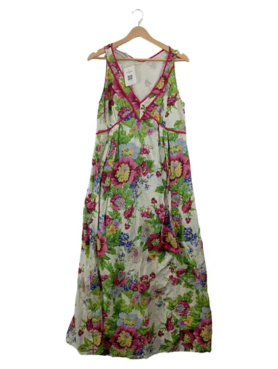 Stefanel Sommerkleid Damen Gr. 40 Mehrfarbig Blumenmuster Maxikleid Baumwolle