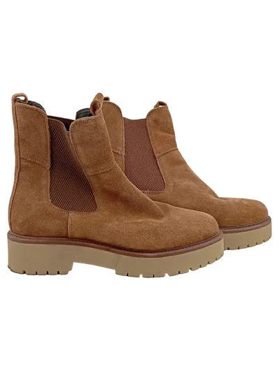 COX Damen Stiefeletten Chelsea Boots Wildleder Braun Gr. 38