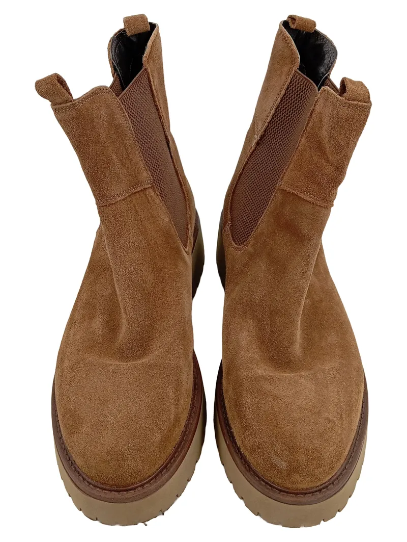 COX Damen Stiefeletten Chelsea Boots Wildleder Braun Gr. 38 2
