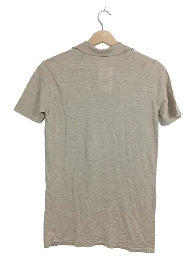 MADELEINE Damen Poloshirt Gr. 36 S Beige 100% Leinen Kurzarm Casual