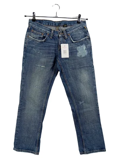 MELTIN'POT Damen Jeans Straight Leg N1 Blau Gr. 42 W27 Used Look