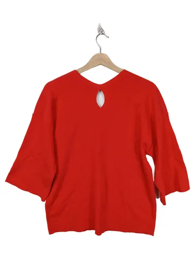 Canda Pullover Damen Rot Gr. 38 M 3, 4-Arm Cut-Out V-Ausschnitt