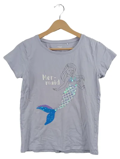 Yigga Kinder Mädchen T-Shirt Gr. 158 Lila Meerjungfrau Pailletten Kurzarm
