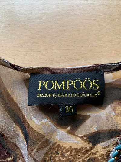 POMPÖÖS Damen Tunika Bluse Gr. 36 S Mehrfarbig Pailletten Perlen Glamourös