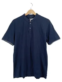 CINQUE Herren Poloshirt Blau Gr. M Grandad-Kragen Kurzarm Casual 1