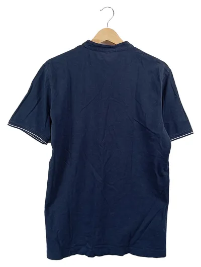 CINQUE Herren Poloshirt Blau Gr. M Grandad-Kragen Kurzarm Casual