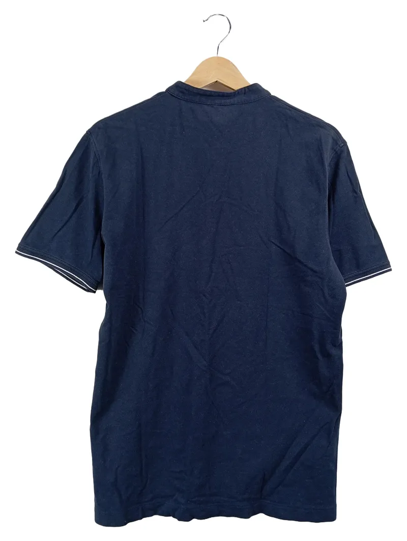 CINQUE Herren Poloshirt Blau Gr. M Grandad-Kragen Kurzarm Casual 2