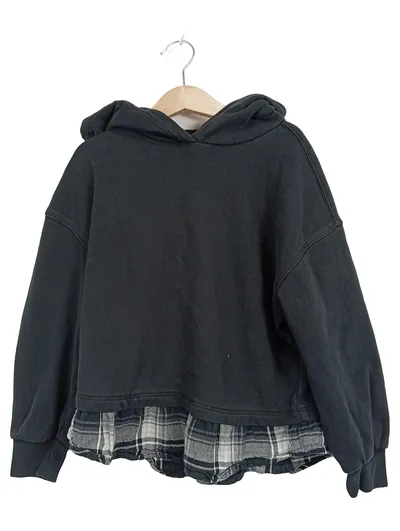 Gap Kids Hoodie Kapuzenpullover Gr. 122 S schwarz karierter Saum