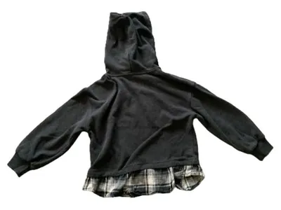 Gap Kids Hoodie Kapuzenpullover Gr. 122 S schwarz karierter Saum