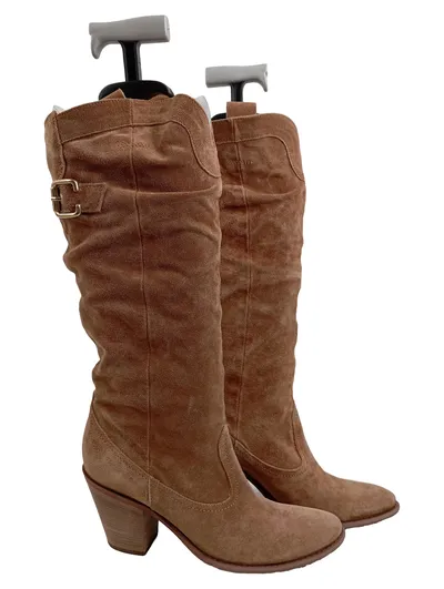 Alesya Damen Stiefeletten Wildleder Braun Gr 40 Absatz 9cm