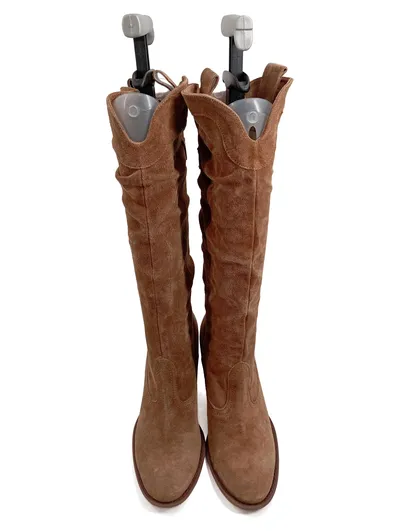 Alesya Damen Stiefeletten Wildleder Braun Gr 40 Absatz 9cm