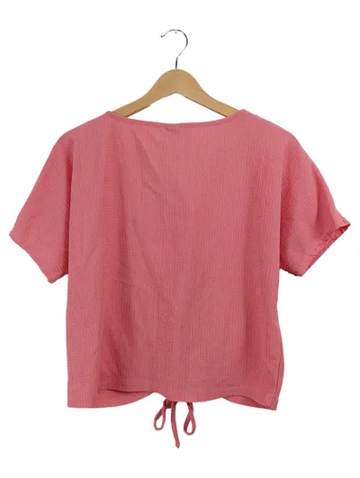 Blind Date Damen Pullover Crop Top Pink Gr. 38/M Kurzarm Bindedetail