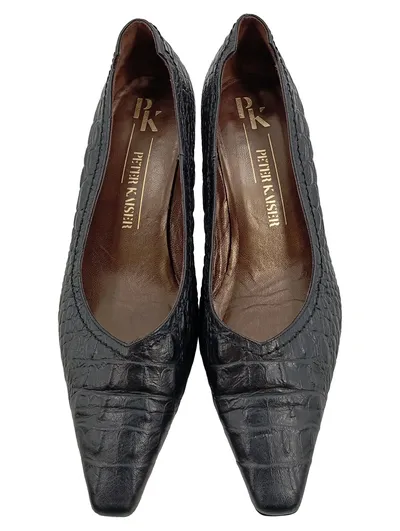 Peter Kaiser Damen Pumps Schwarz Leder Tierdruck Klassisch Gr. 40.5