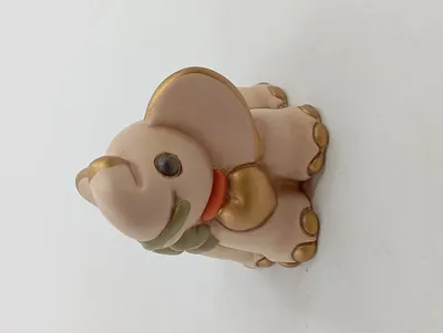 THUN Dekofigur Elefant mit Kleeblatt Glücksbringer Keramik Beige 6 cm