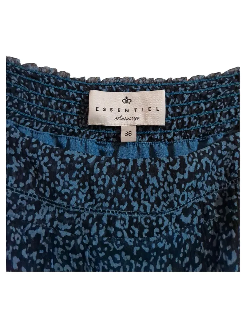 Essentiel Antwerp Sommerkleid Damen Gr. 36 Blau Viskose Tierdruck Trägerkleid 3