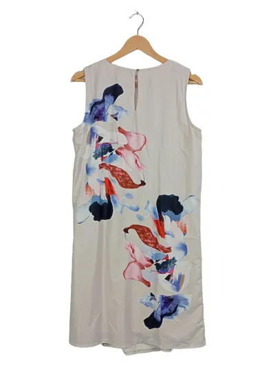 CORLEY Sommerkleid Damen Gr. 40 Beige Abstrakt Freizeitkleid Ärmellos